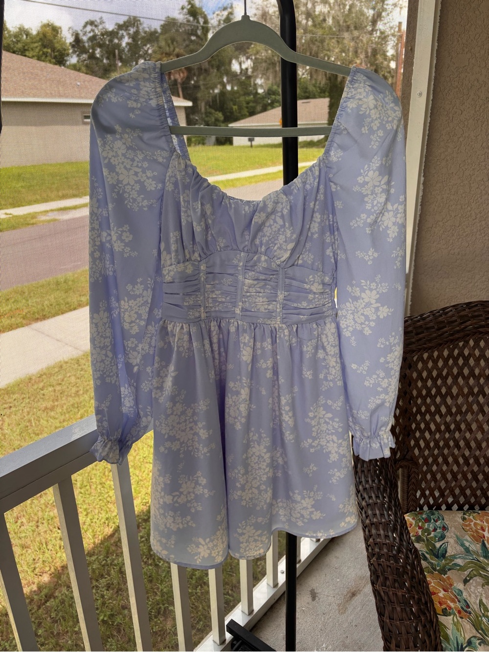 Inspired Hearts Lavender Floral Puff-Sleeve Girls Dress